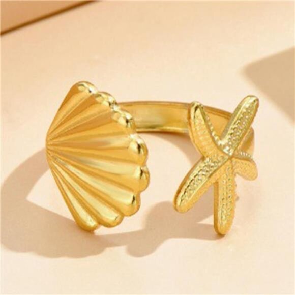 Chunky Gold Ring Set | Geometric & Teardrop Statement Rings - Picture 6 of 7